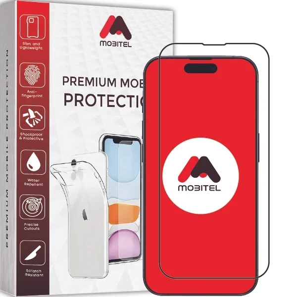 Mobitel Full Coverage Tempered Glass Screen Protector for iPhone 15 Pro